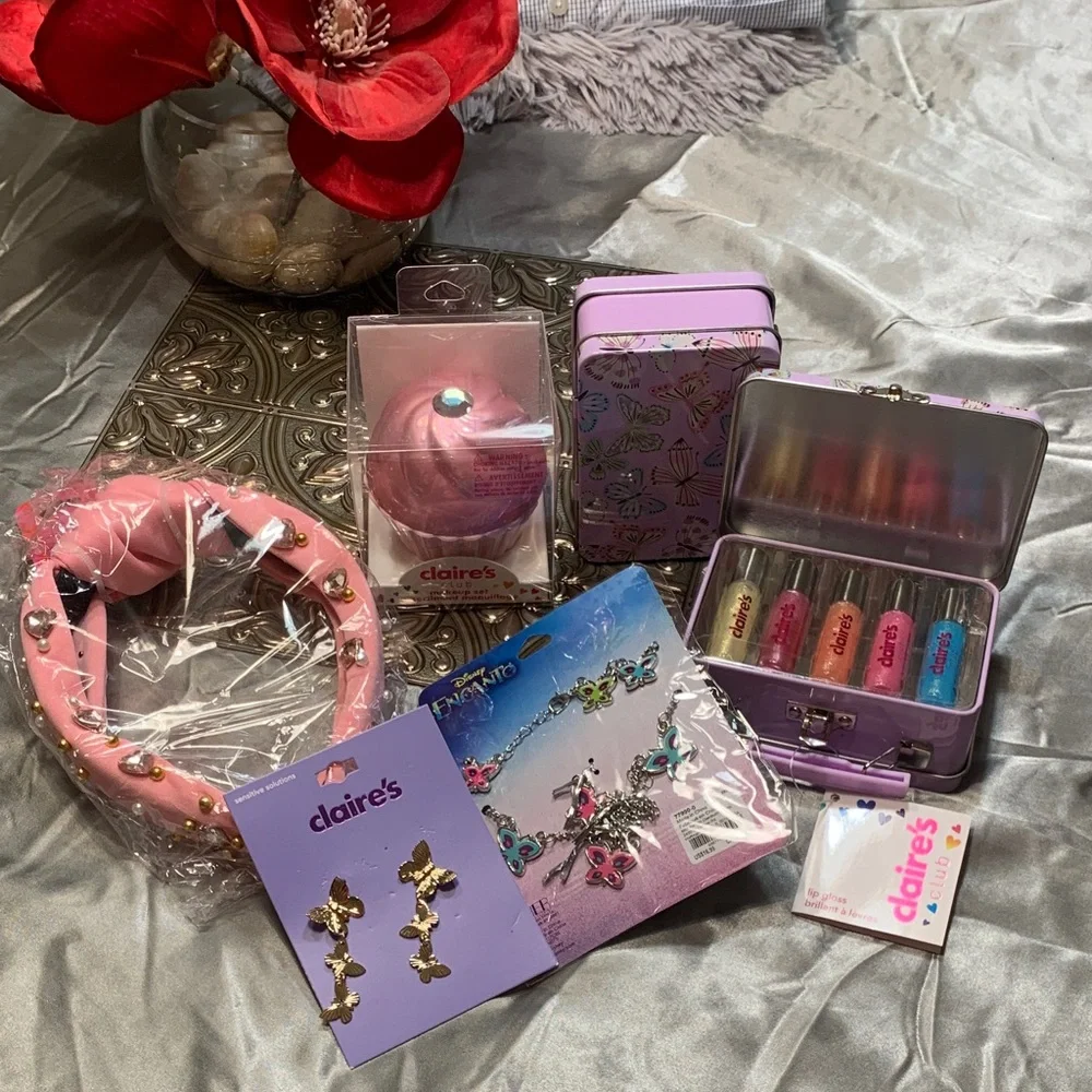🌹New Claire's & Much More FUN Pink and Purple Glam Set Bundle